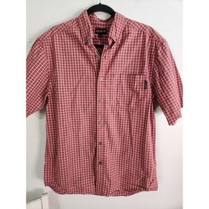 Wolverine Red Plaid Button Front Shirt Mens Size Medium Short Sleeve‎ Cotton